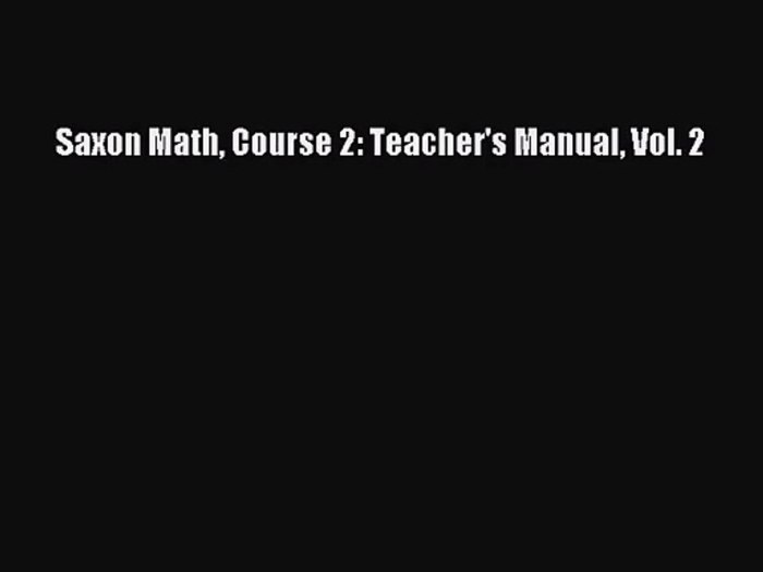 Saxon math course 2 teacher's manual pdf