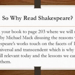 Why read shakespeare by michael mack