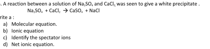 Cacl2 + na2so4 balanced equation