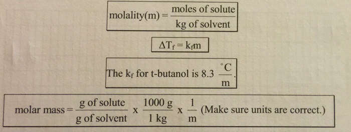 Molar mass by freezing point depression lab answers